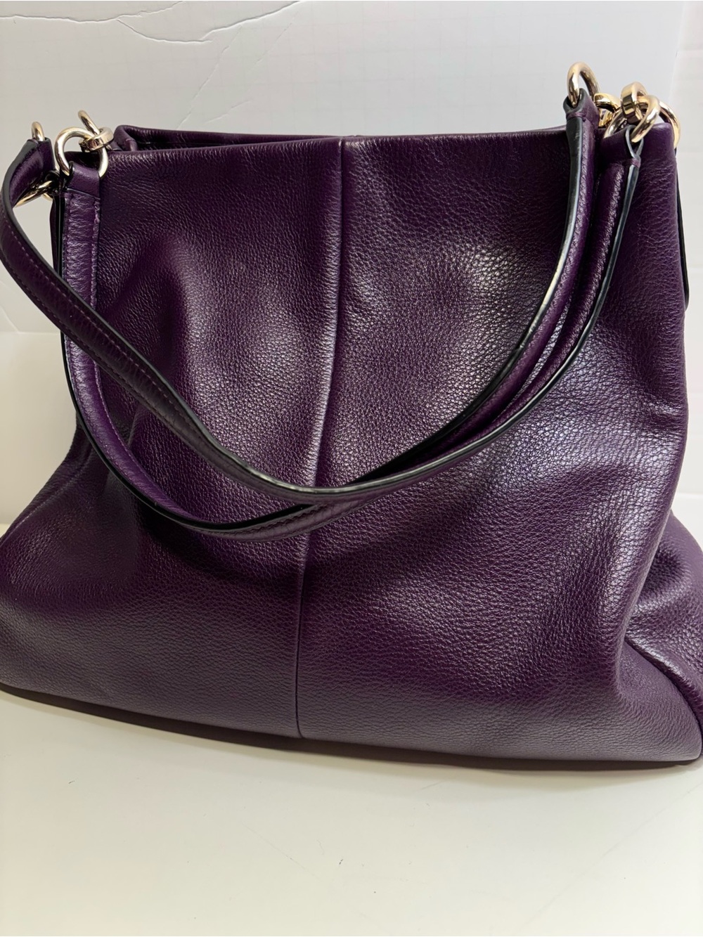 Coach New York Plum Purple Pebbled Leather Hobo Shoulder Bag